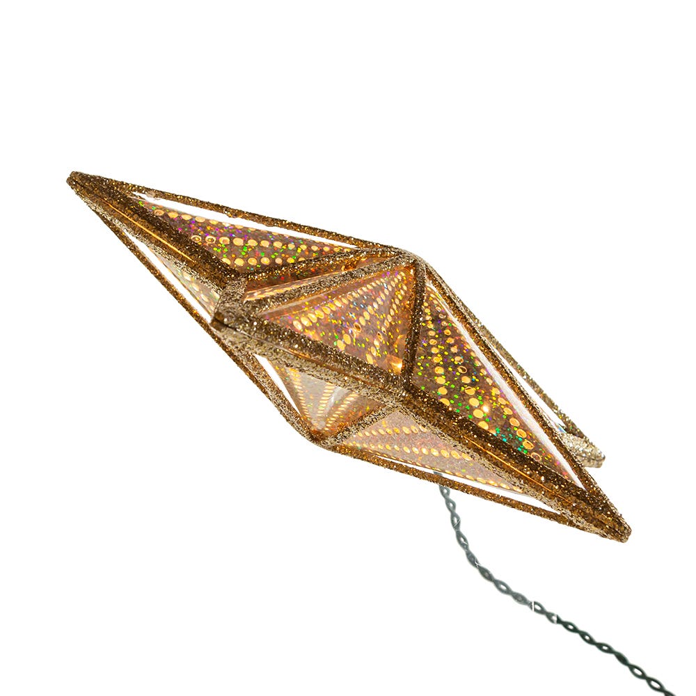Kurt Adler 10-Inch Gold and Iridescent Lighted Star Tree Topper